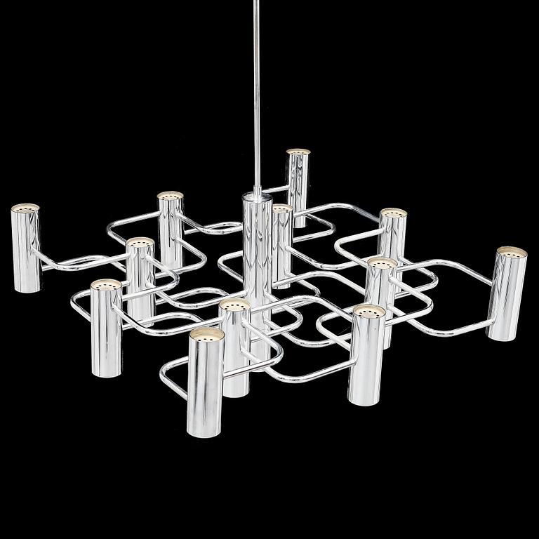 GAETANO SCIOLARI, a 13-light chrome chandelier, probably Boulanger SA.