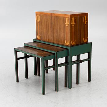 A drinks cabinet with two nesting tables, Sweden, 1930s/40s.