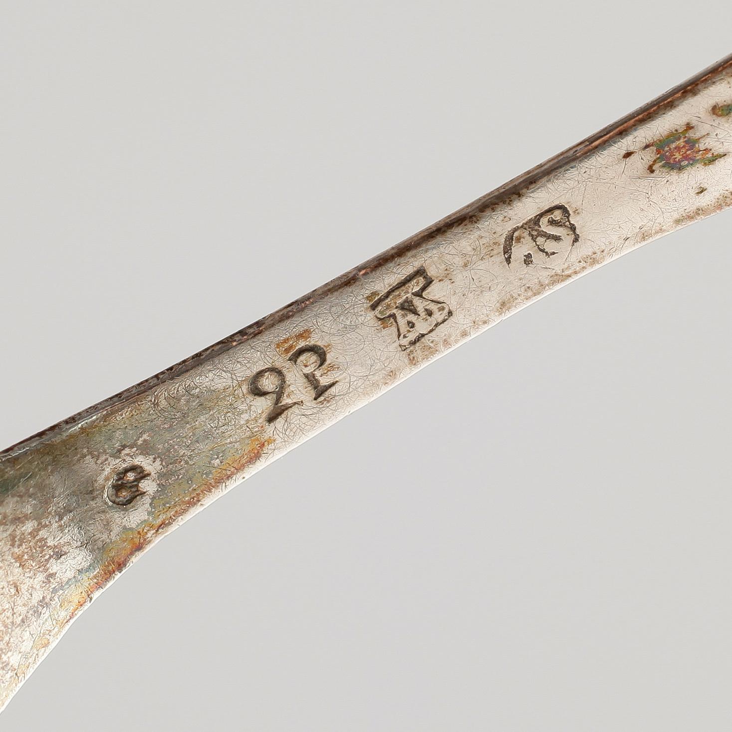 MATSKED, silver, Abraham Sundström, Västerås 1797. Vikt ca 38 gram.
