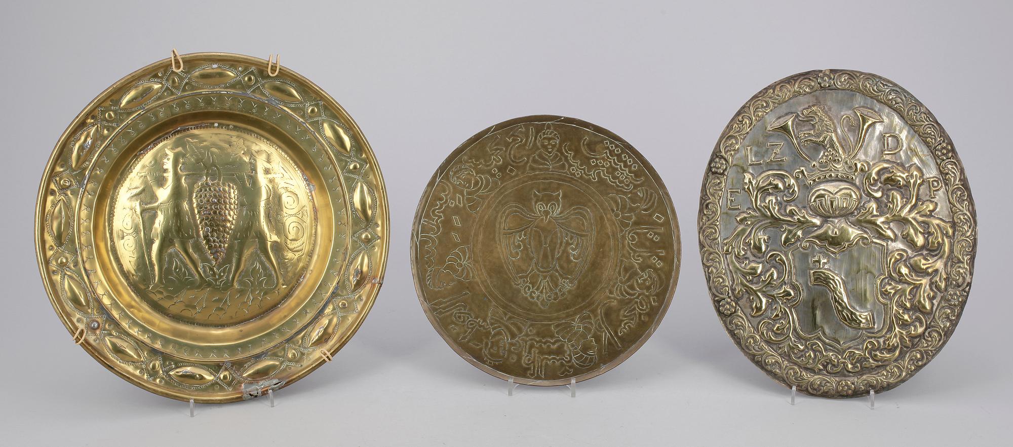 PARTI MÄSSING, 3 delar, bla Tyskland, 1600/1700-tal.