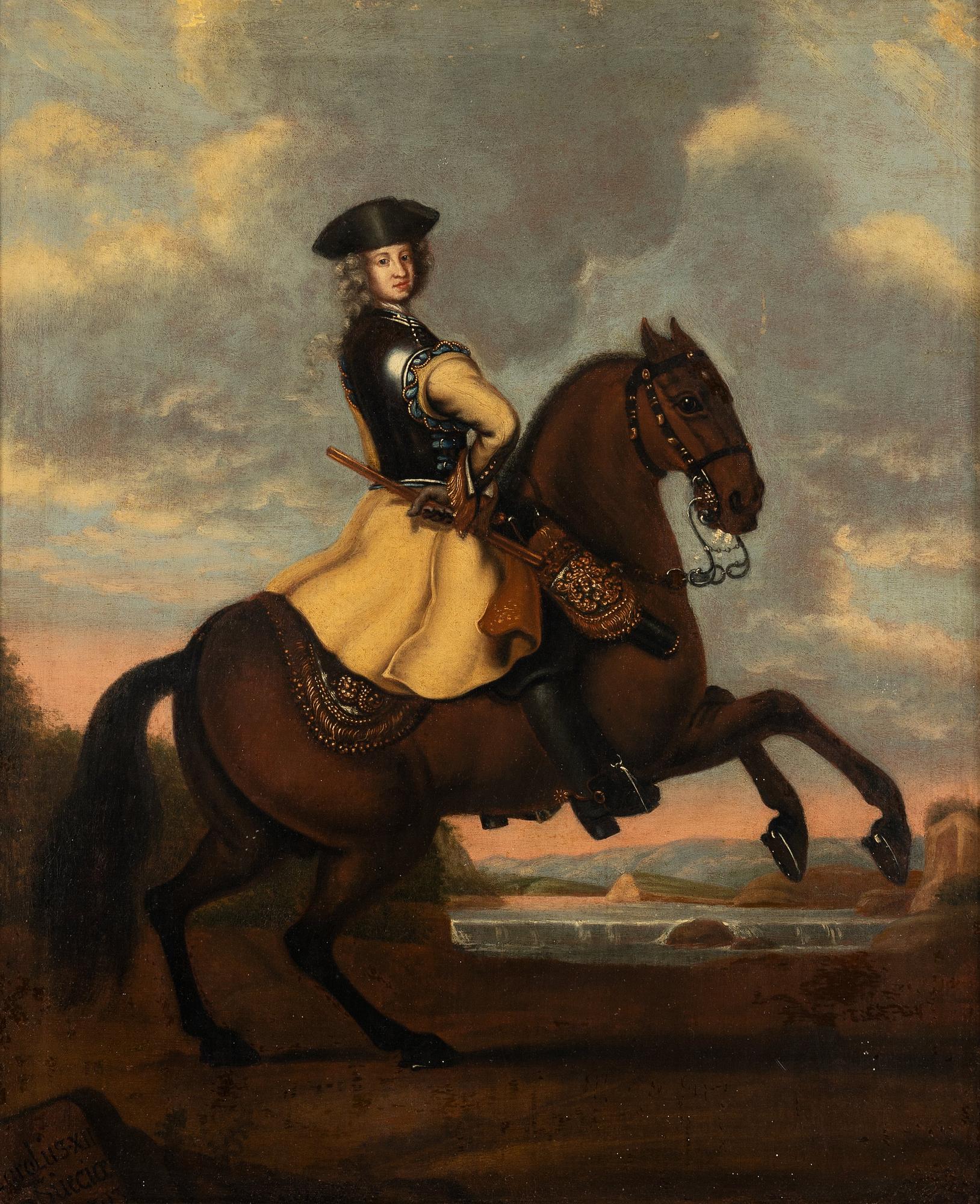 David von Krafft His studio, King Charles XII on horse back (1682-1718).