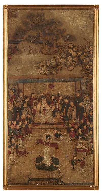 Two paintings with court-scenerys, ink and colour on paper, Qing dynasty, presumably 17th Century.