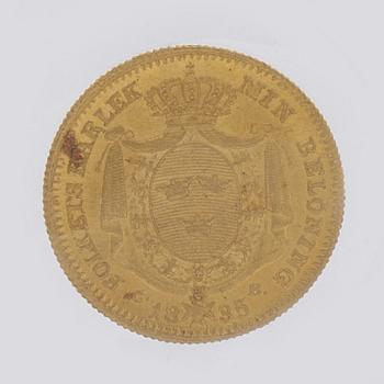 A gold 1 ducat coin Karl XIV Johan of Sweden, 1835.