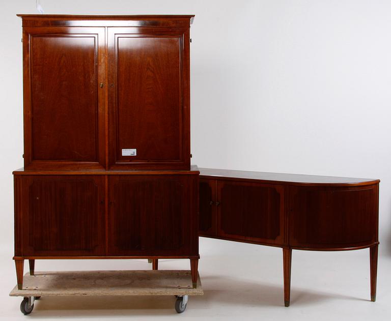 SKÄNK samt SKÅP, gustaviansk stil. 1900-tal.