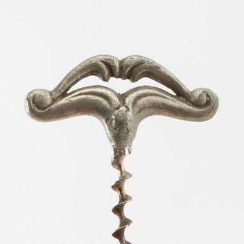 Corkscrews 6 pcs Art Nouveau early 1900s pewter.