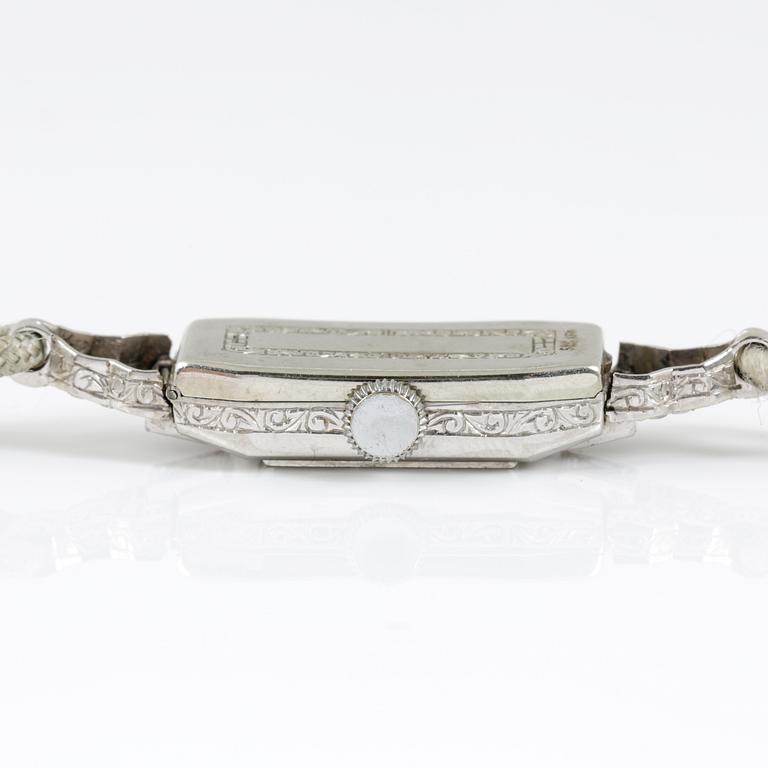 ARMBANDSUR, 14 K vitguld. Totalvikt ca 10 gram.