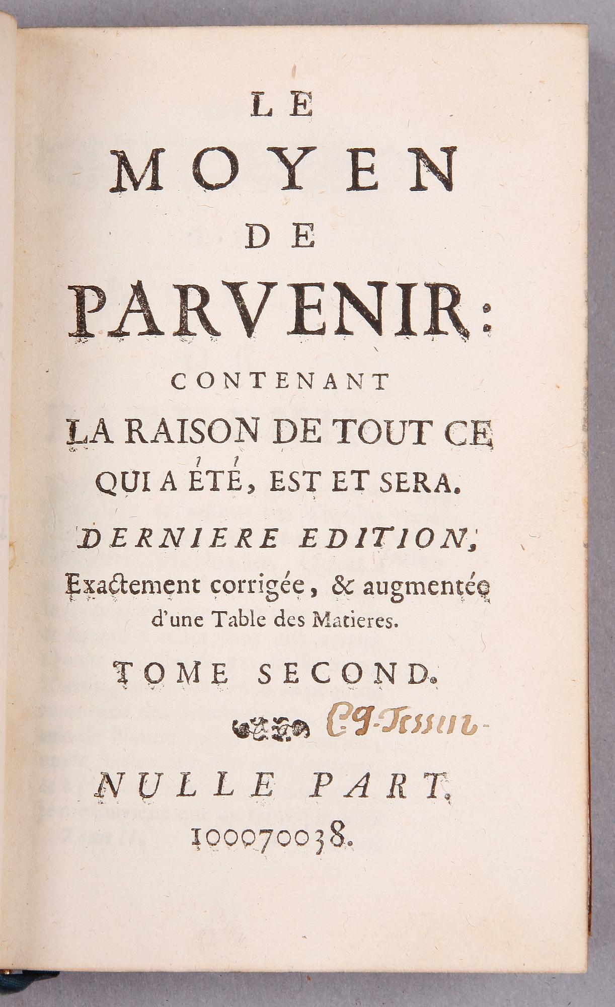 BOK, 2 band. "Moyen de parvenir" Holland 1738.