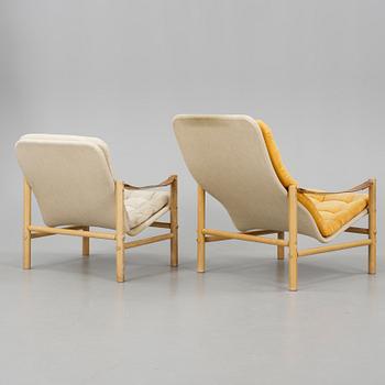FÅTÖLJER, 2 st samt PALL, "Junker", Bror Boije, Dux, 1900-talets andra hälft.