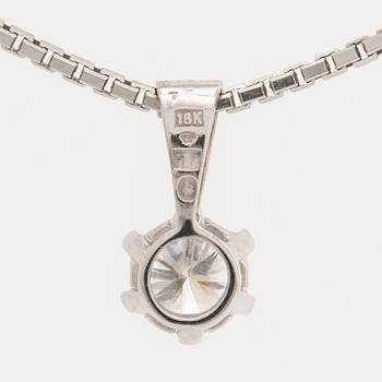 BRILJANTHÄNGE m KEDJA 18K vitguld 1 briljant 0, 77 ct TW SI, Stjärnringen certifikat 1997.