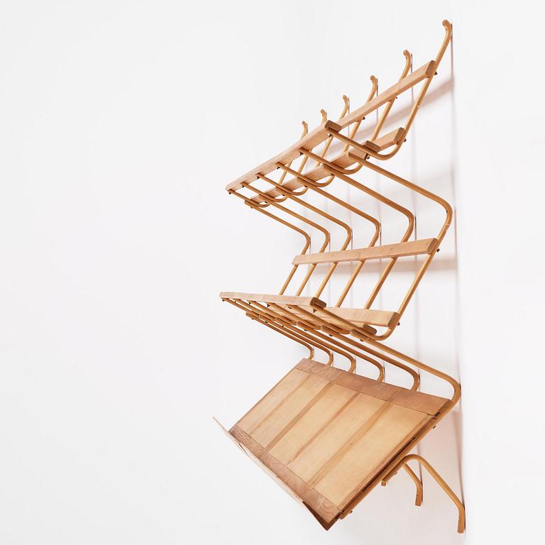 Bruno Mathsson, a birch and ash shelf, Firma Karl Mathsson, Värnamo, 1950s.