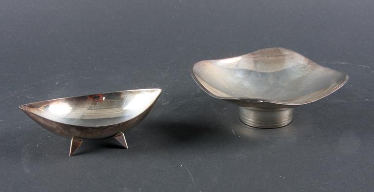 SKÅLAR, 2 st. Silver, T Eldh 1966 resp Ainar Axelsson för G.A.B 1958.