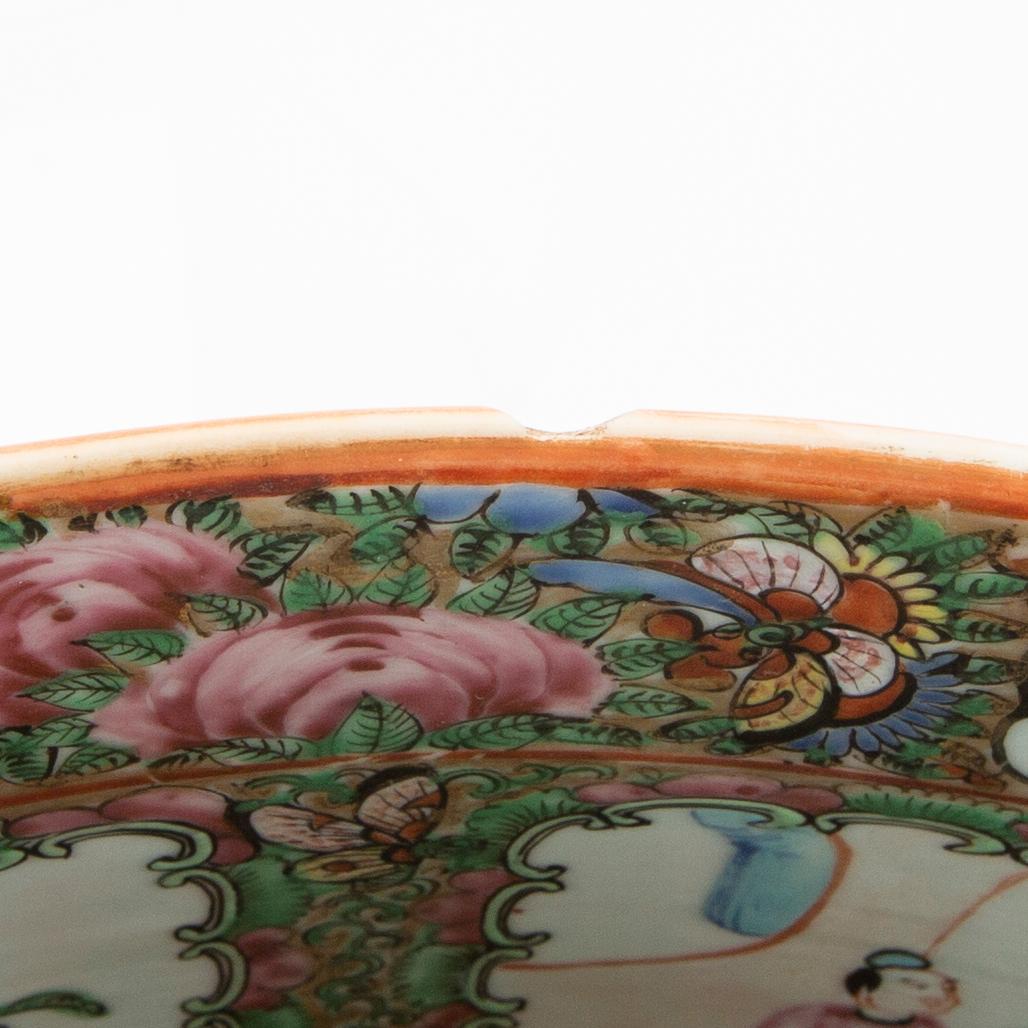 Bålskål samt fat 3 st Kina  Kanton sent 1800-tal porslin.