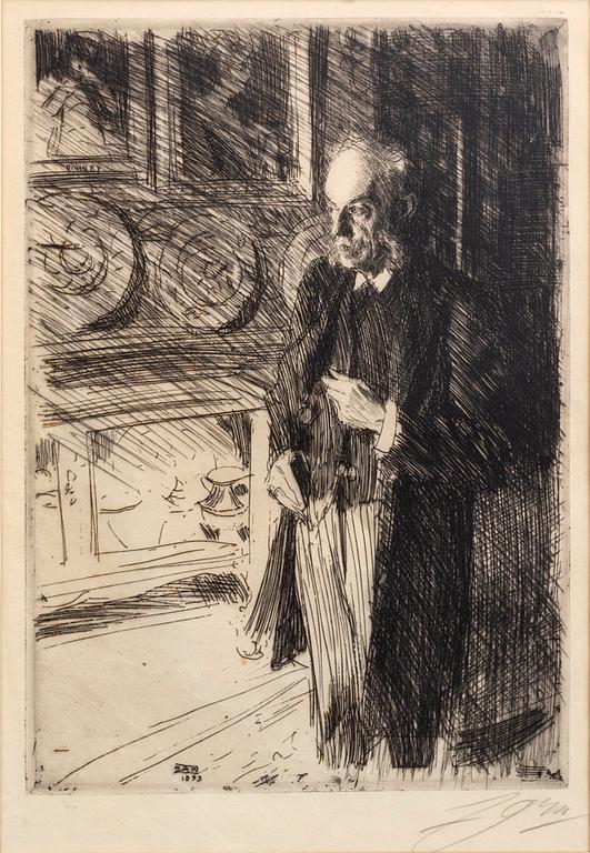 Anders Zorn, a signed etching from 1893.
