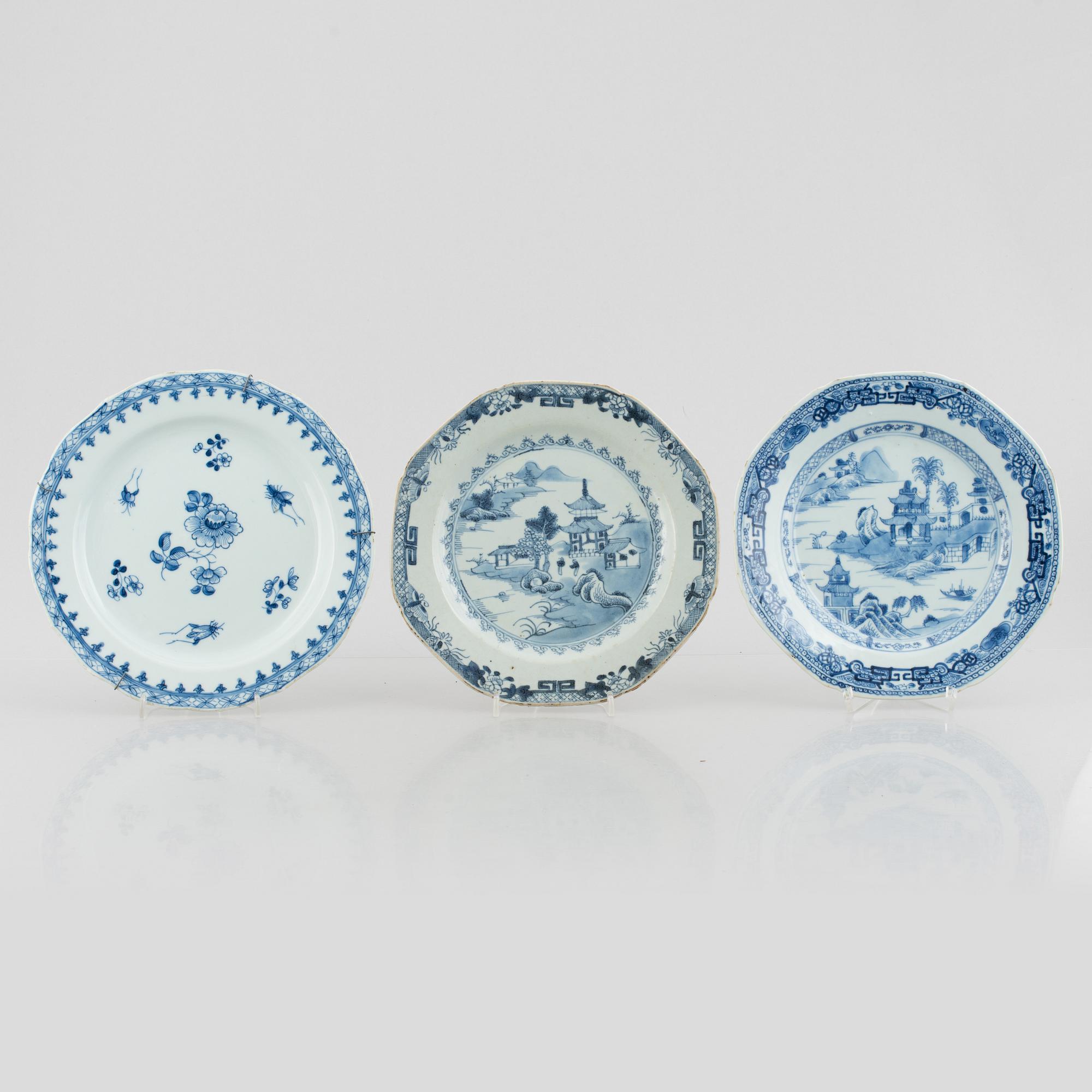 Parti porslin, 10 delar, kompaniporslin, Kina, Qingdynastin 1700-tal samt Jiaqing (1796-1822).