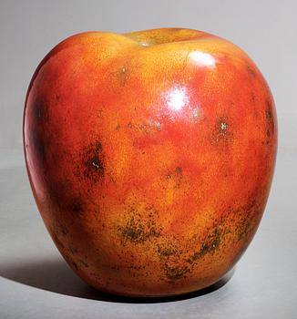 A Hans Hedberg faience sculpture of an apple, Biot, France.