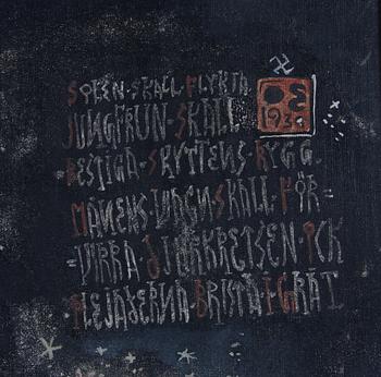 OSSIAN ELGSTRÖM, blandteknik på duk uppklistrad på pannå. Monogramsign och dat 1939.