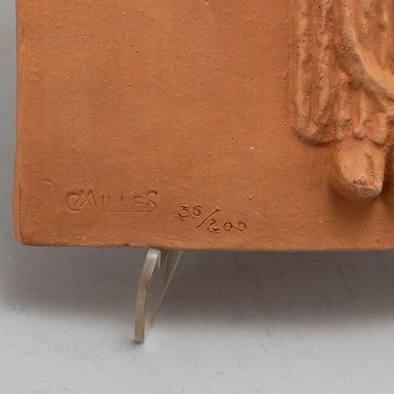 CARL MILLES, efter, väggplakett, terracotta. signerad C MILLES och numrerad 36/200.