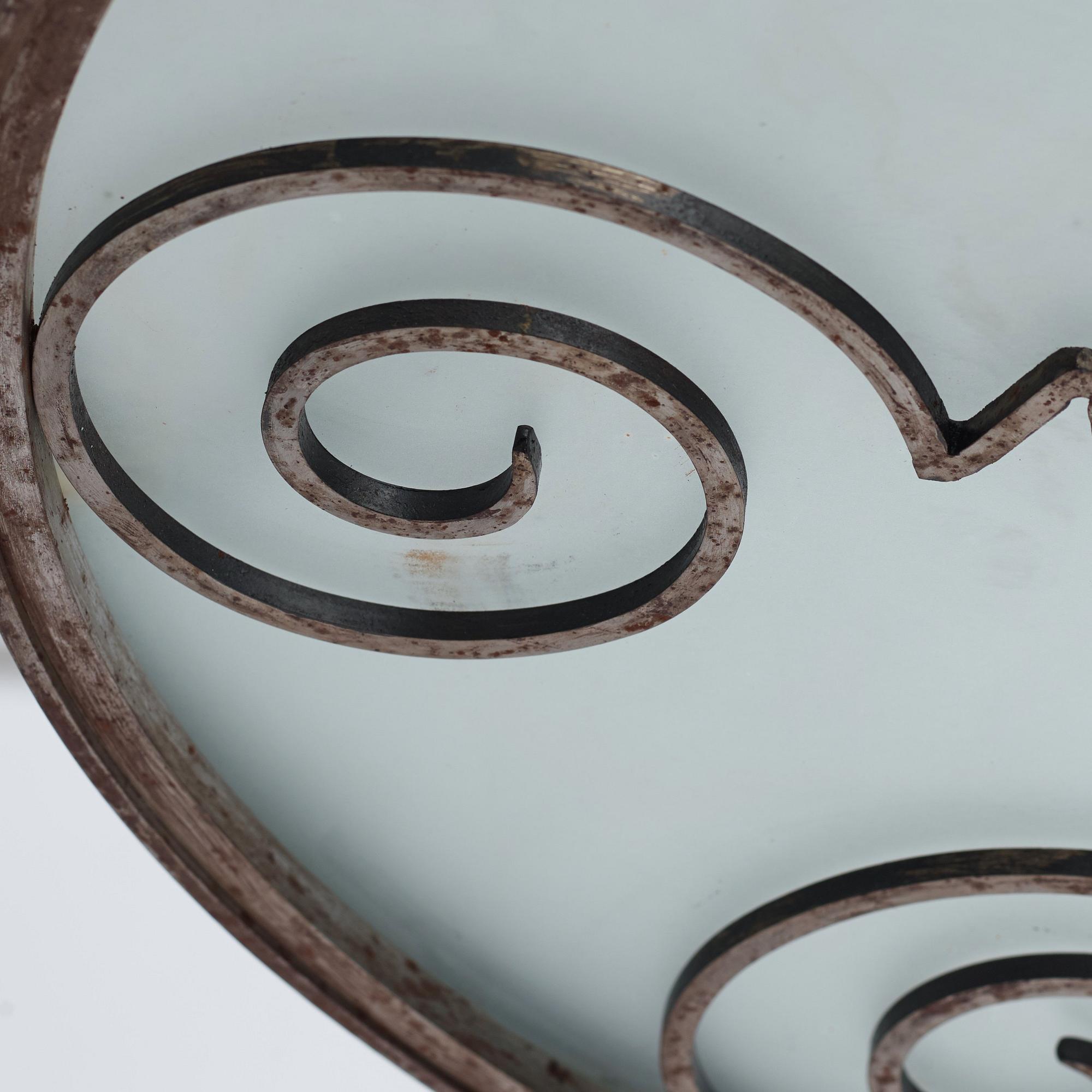 Lars Holmström, a Swedish Grace brass and steel framed ceiling light, Arvika 1920-30s.