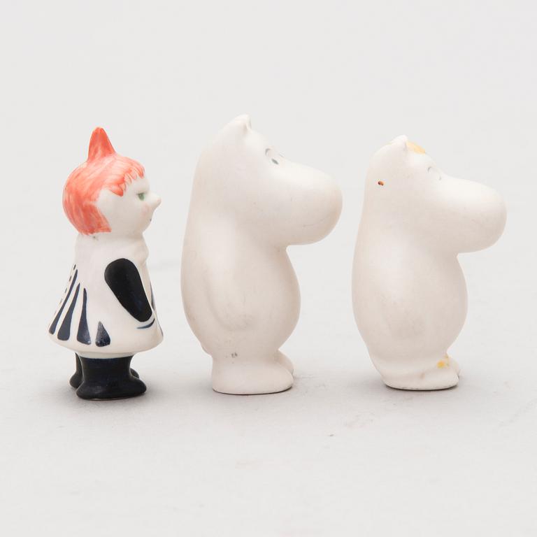 THREE MOOMIN FIGURES, ceramic, Arabia.