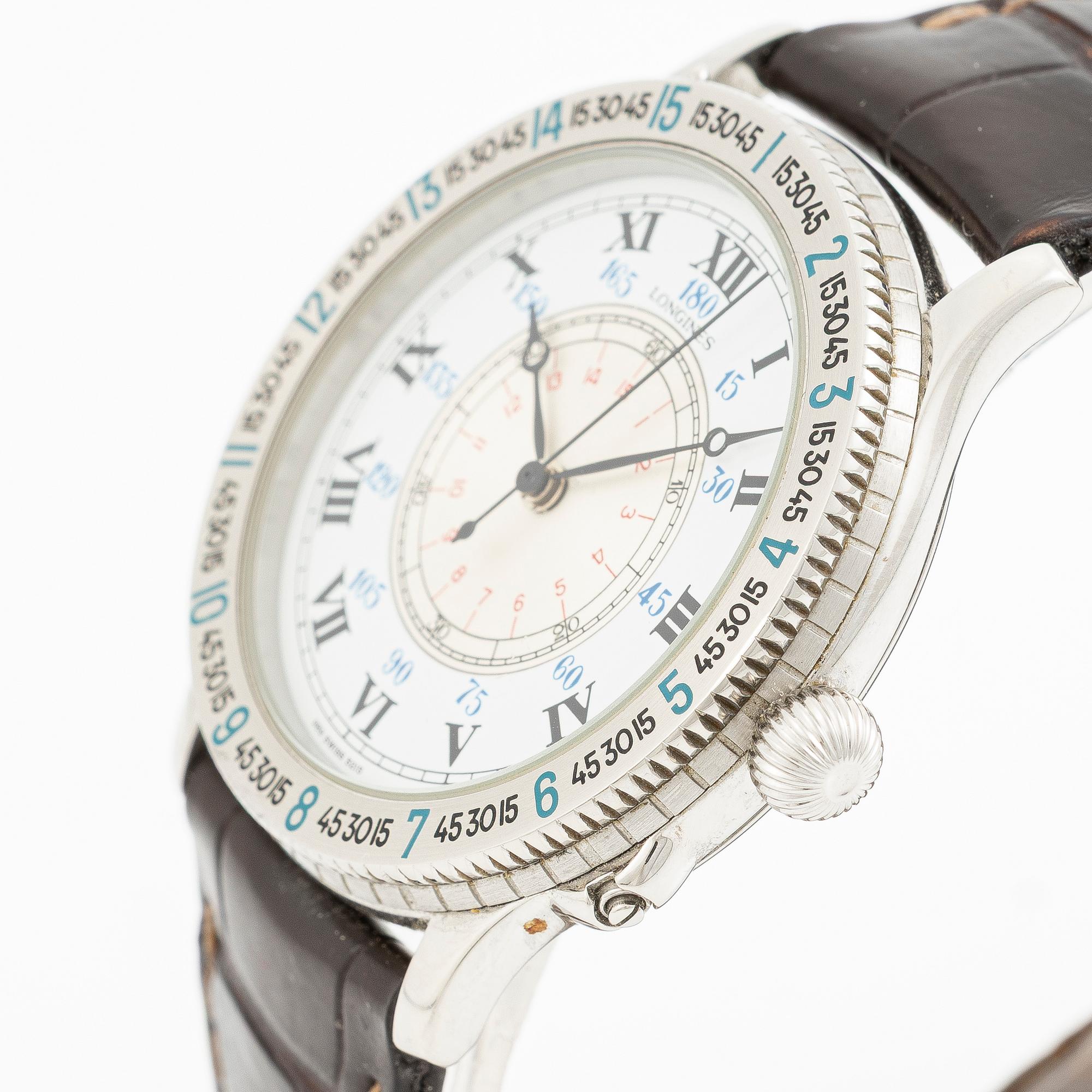 Longines, Hour Angle Watch, designed by Charles Lindbergh, wristwatch, 38 mm.