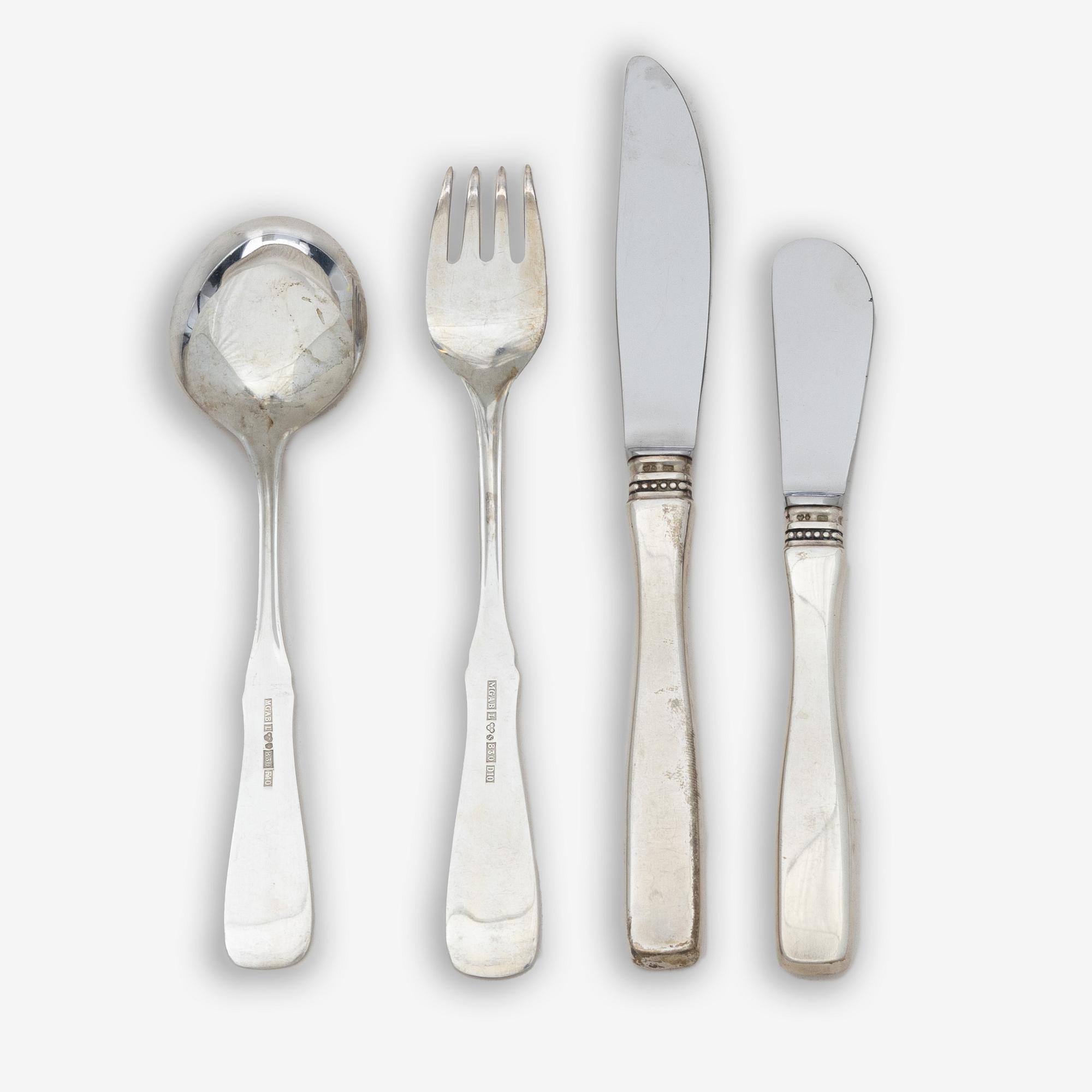 Eric Löfman, a 19-piece silver flat ware set, "Uppsala", MGAB, Lidköping, Sweden, 1978-80.