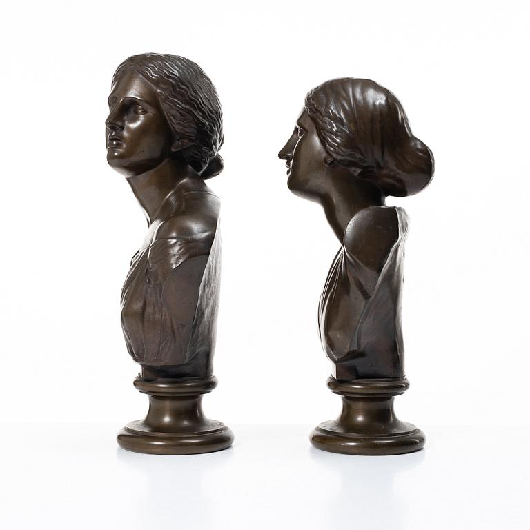 Ferdinand Barbedienne, Two busts, late 19th century.