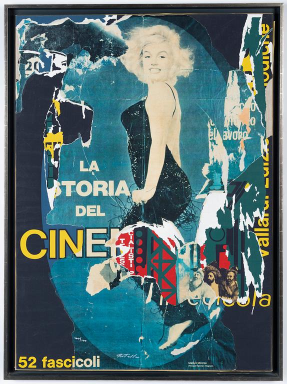 Mimmo Rotella, silkscreen in colours, collage, signed 100/100.