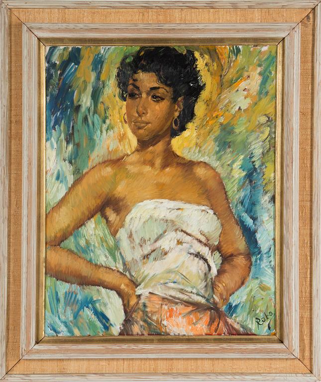 CHARLES ROKA, portrait of a woman, oil on canvas, signed.