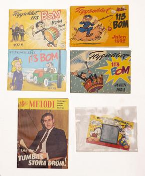 Collection of comic books, including "Salon Gahlin", "Pelle Svanslös" and "Elitserien", 1930s–1990s.