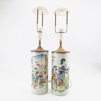 A set of two Chinese vases moutned in to lamps, 20th century.