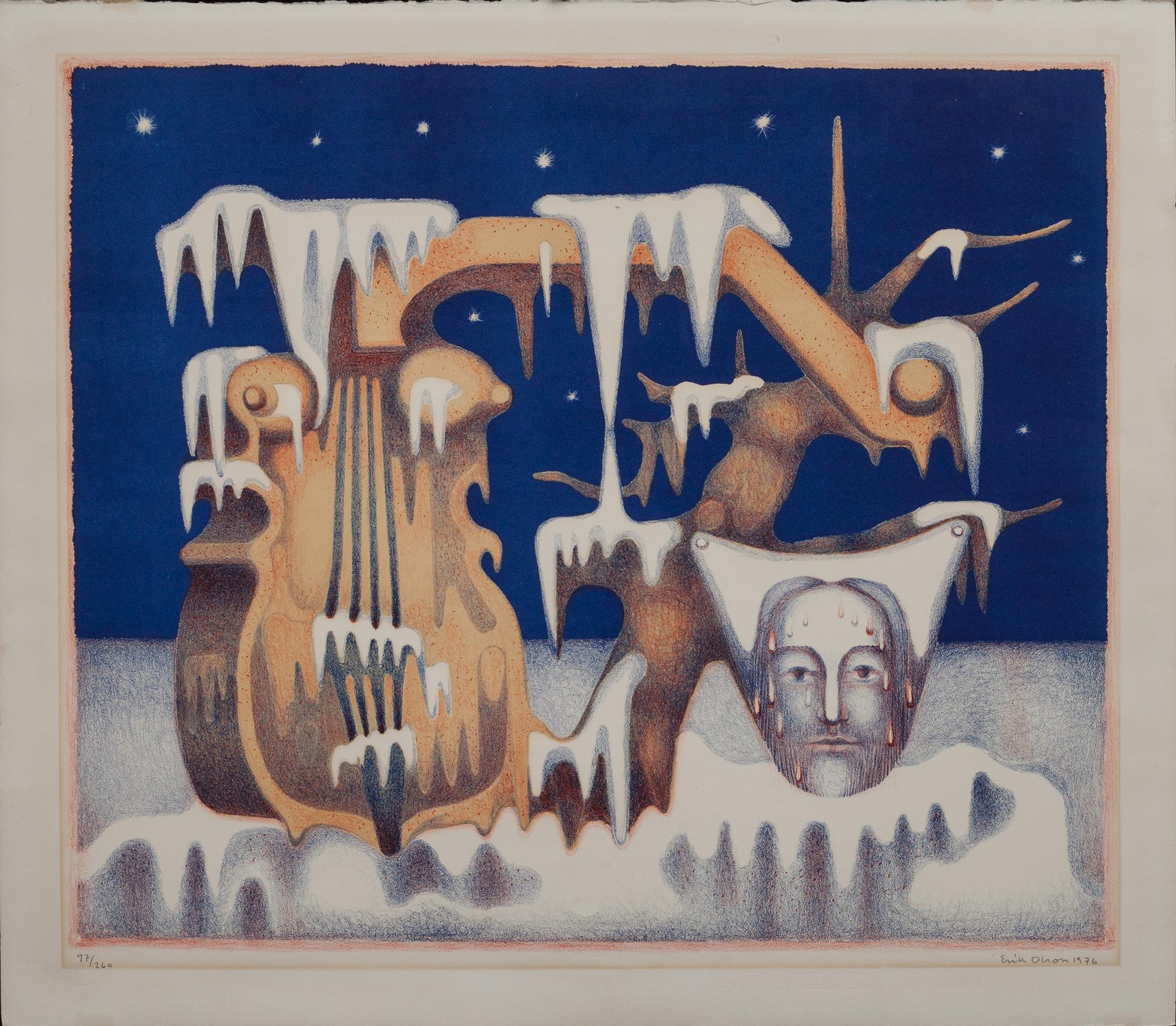 ERIK OLSON, färglitografi, signerad, daterad 1976 och numrerad 97/260.