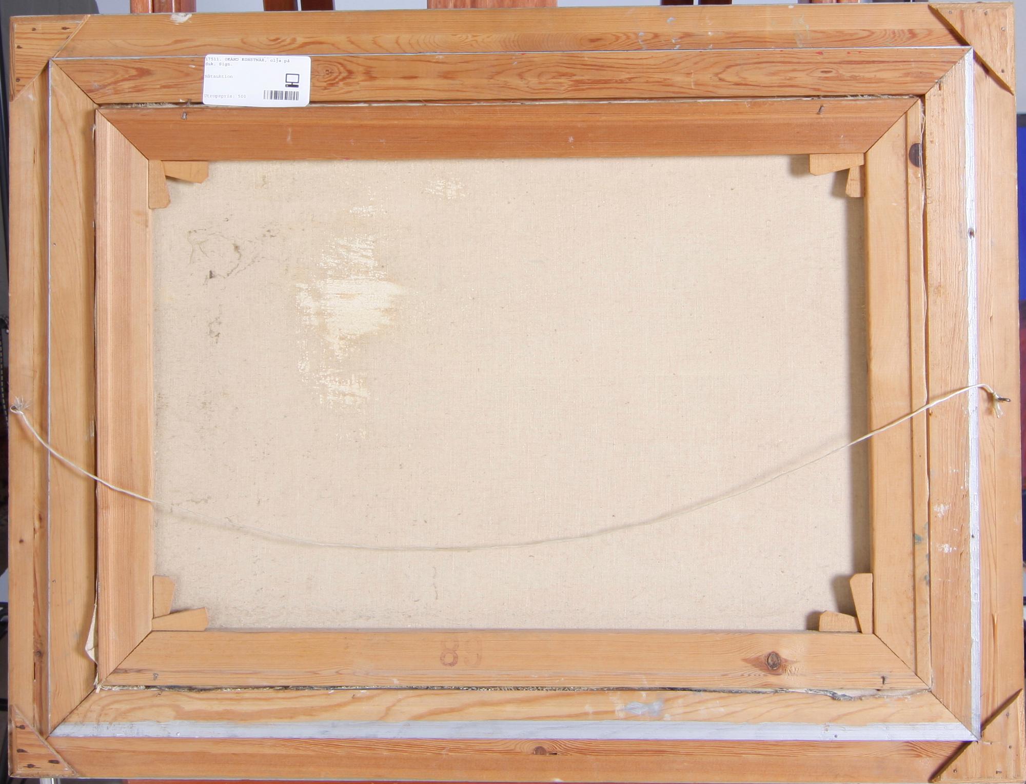 OKÄND KONSTNÄR, olja på duk. Sign.