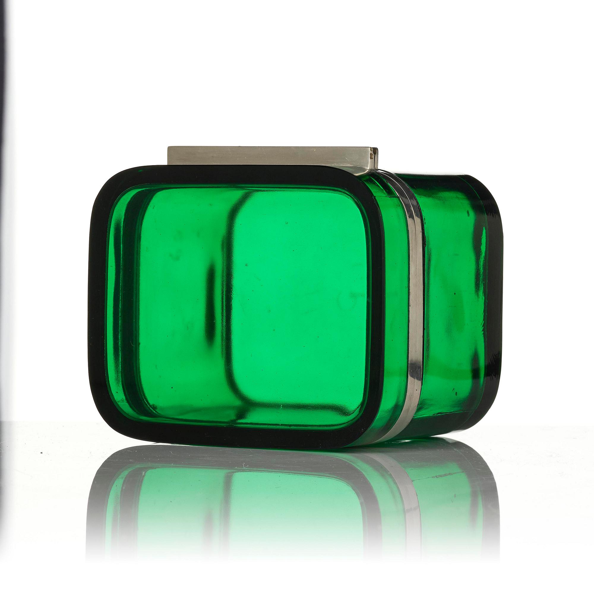 Josef Frank, a pewter mounted green-tinted glass box, Firma Svenskt Tenn.