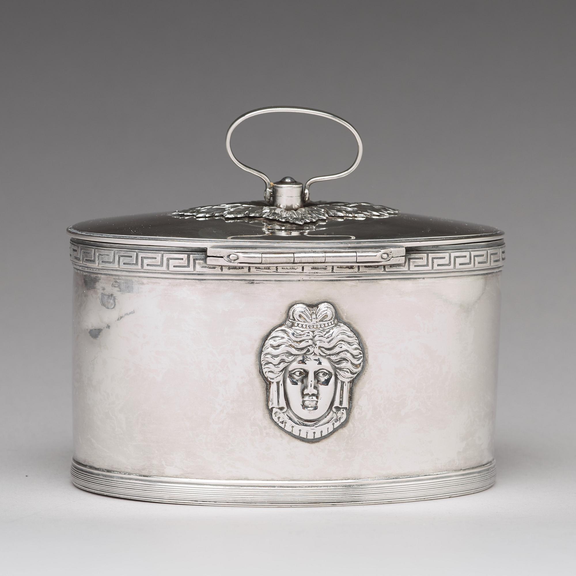 A Swedish 19th century silver sugar-casket, mark of Adolf Zethelius, Stockholm 1811.