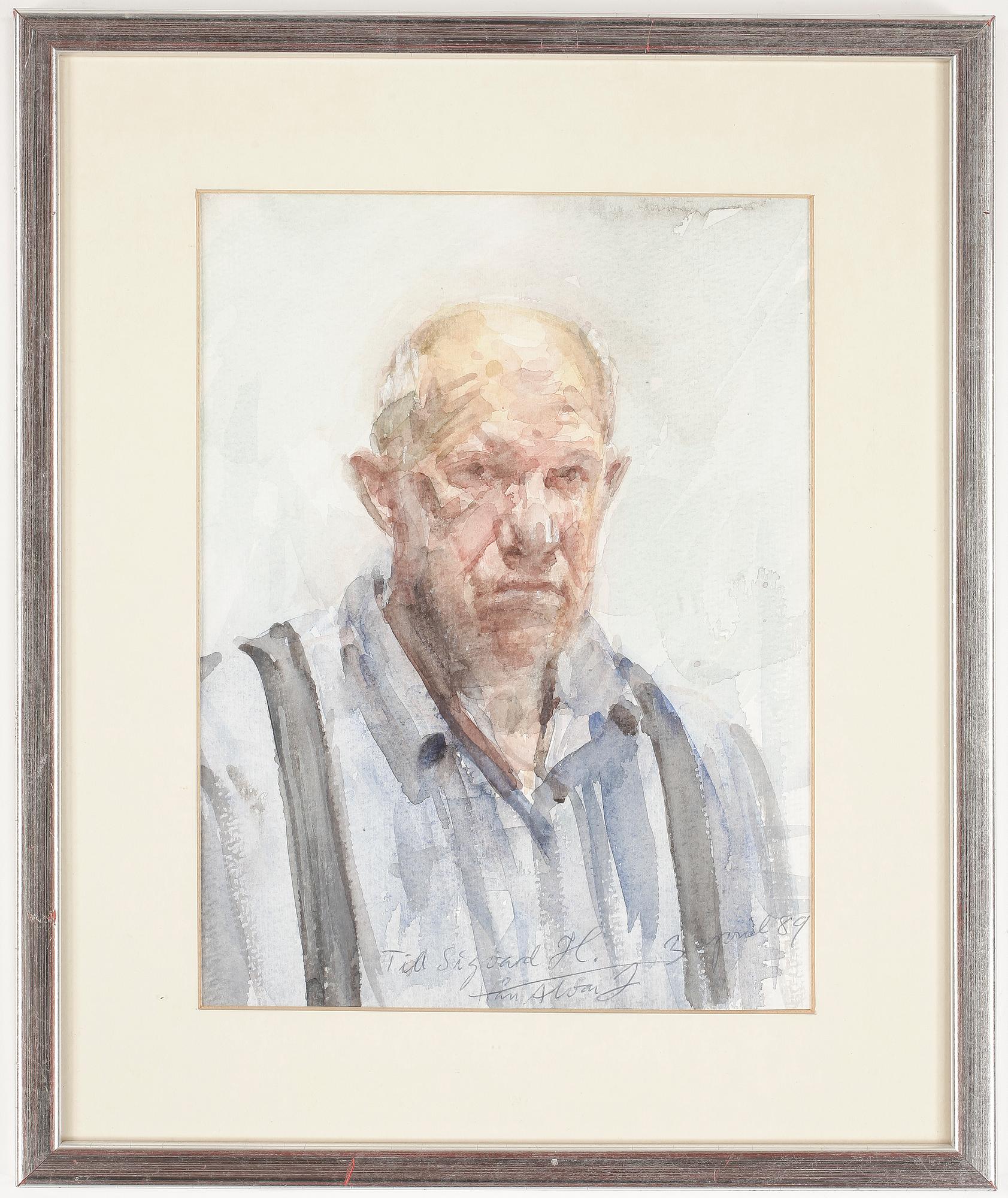 ALVAR JANSSON, akvarell. Signerad och daterad 3 april 89.