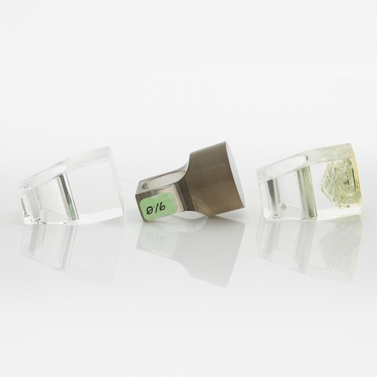 Siv Lagerström, three rings, acrylic plastic, 1970s.