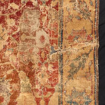 A carpet, antique, 17th century North east Safavid persia "Blossom and sickle", ca 311 x 156 cm.