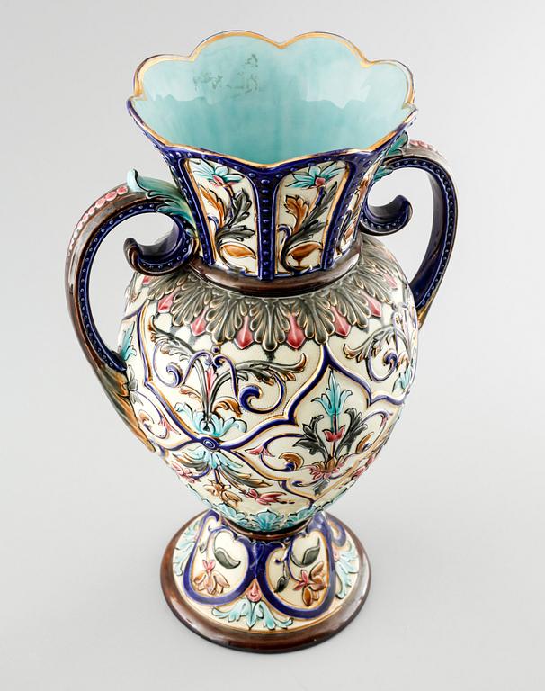 A Rörstrand vase in majolica, made around year 1900.