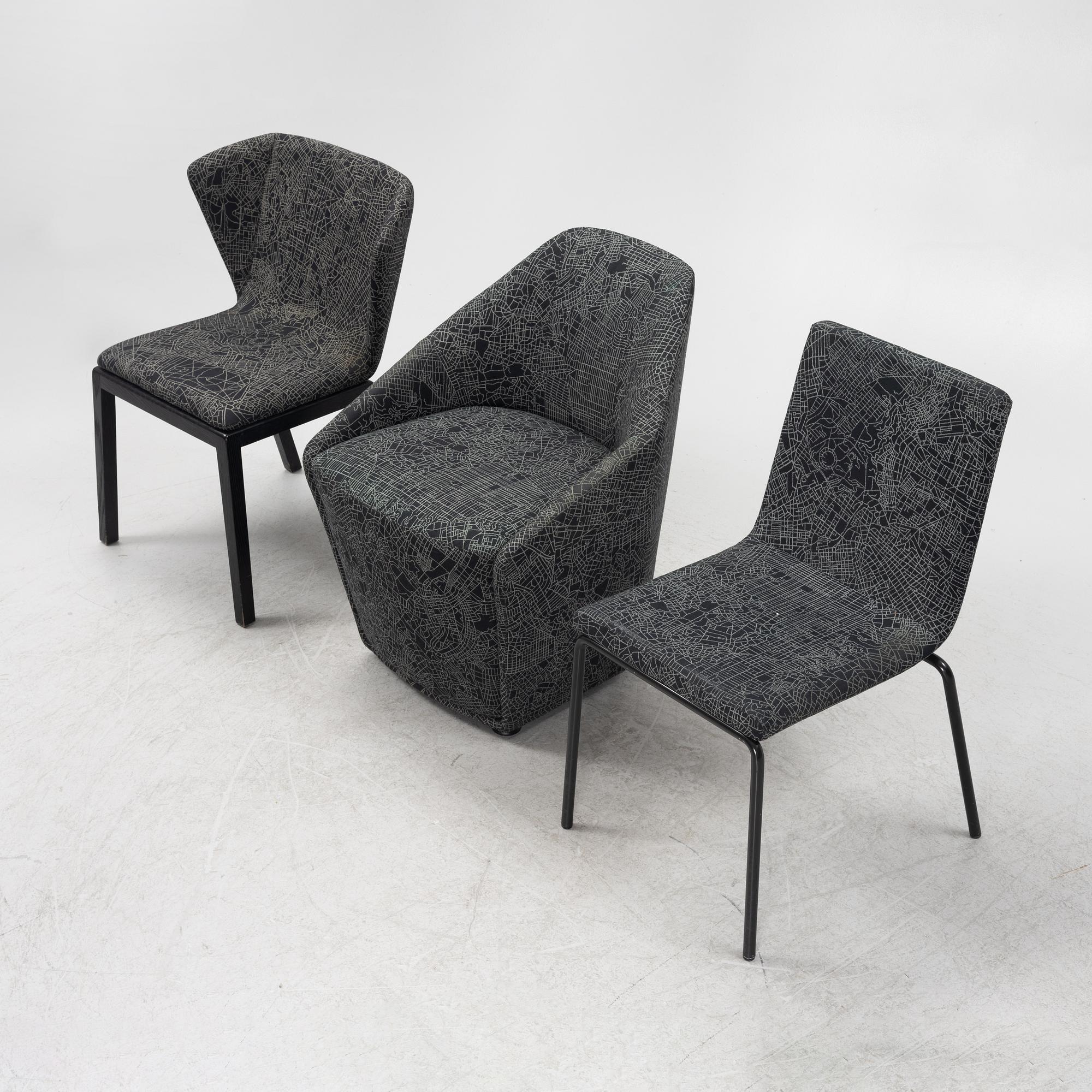 Claesson Koivisto Rune, 11 chairs and armchairs, various models, upholstered in the fabric "Metropolis", from the 2000s.