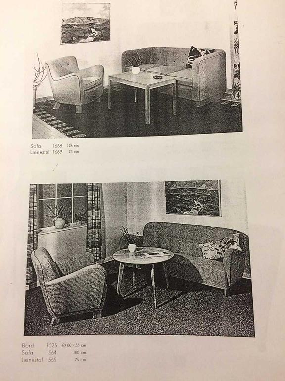 Fritz Hansen, a pair of easy chairs model "1669", Denmark, 1940s.