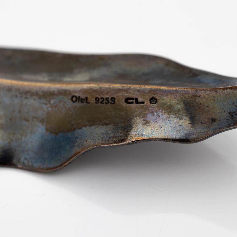 Ole Lynggaard, Chain with pendant, oxidised silver with leaf-shaped pendants, designed by Charlotte Lynggaard.