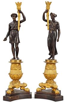 1027. A pair of French late Empire candelbra bases.