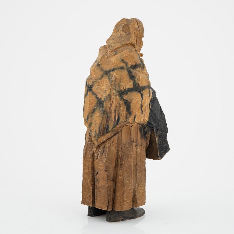 Axel Petersson Döderhultarn, skulptur, signerad. Delvis bemålat trä, höjd 25 cm.