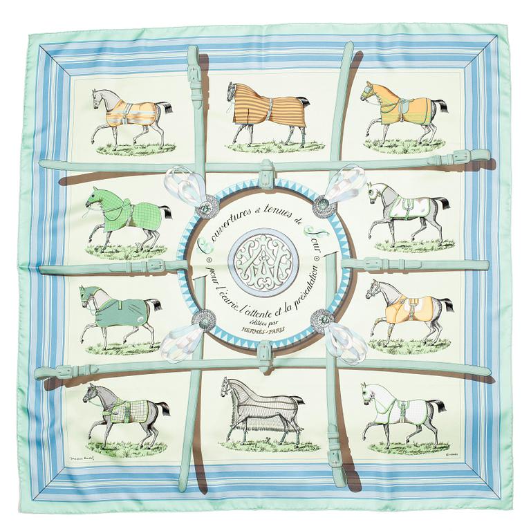 HERMÈS, a silk scarf, "Couvertures et Tenues de Jour".