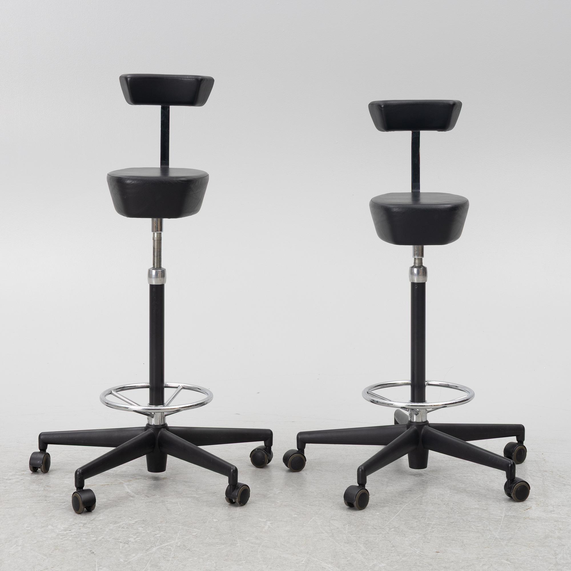 George Nelson, a pair of 'Perch Stool' swivel chairs, Vitra, 2002.
