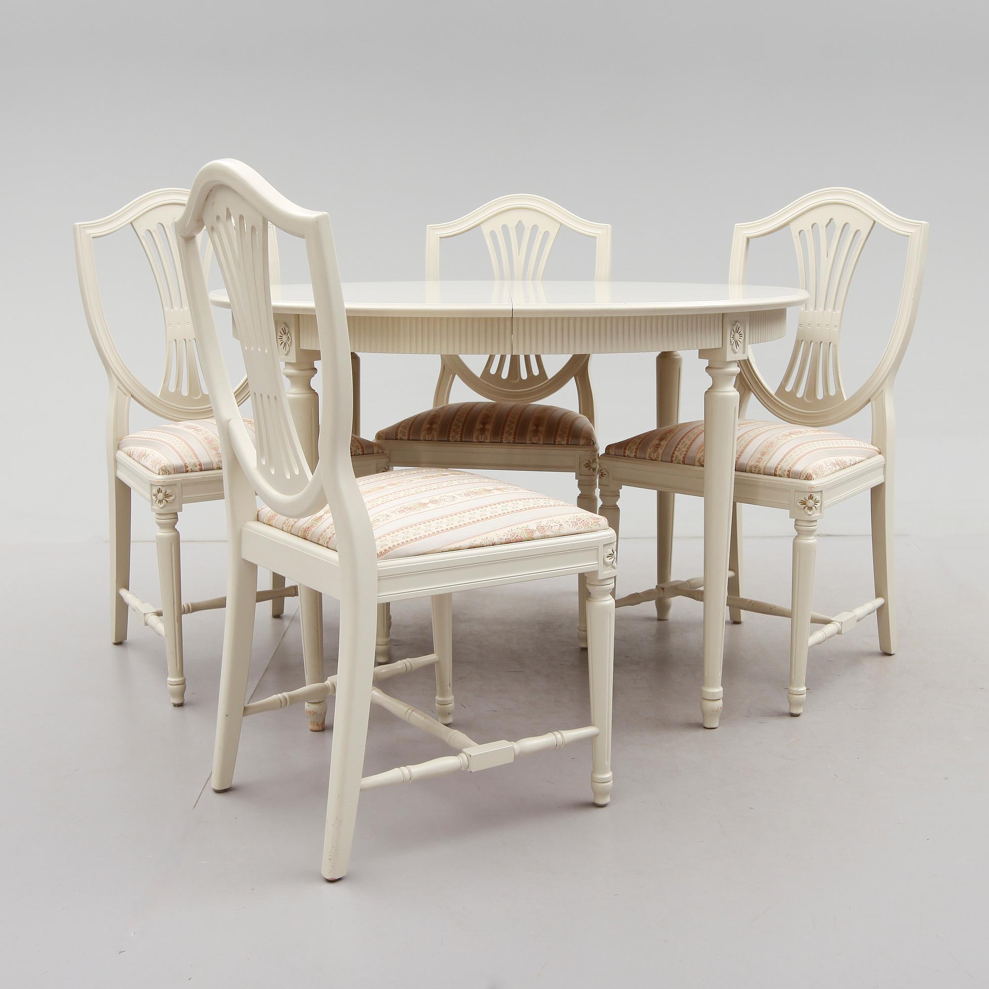 MATGRUPP, 5 delar, gustaviansk stil, 1900-talets andra hälft.