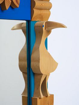 Erik Höglund, a wall mirror with two candle holders, Eriksmålaglas, Sweden, 1960s-70s.