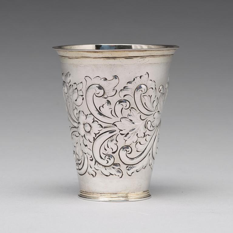 Johan Lund, bägare, silver, Stockholm 1704. Karolinsk.