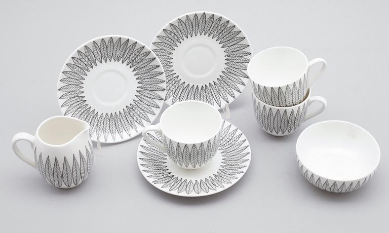 KAFFESERVIS, 14 delar, porslin, "Salix", Stig Lindberg, Gustavsberg.