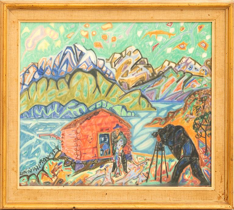 Uno Vallman, pastell drawing, signed and dated 1954.
